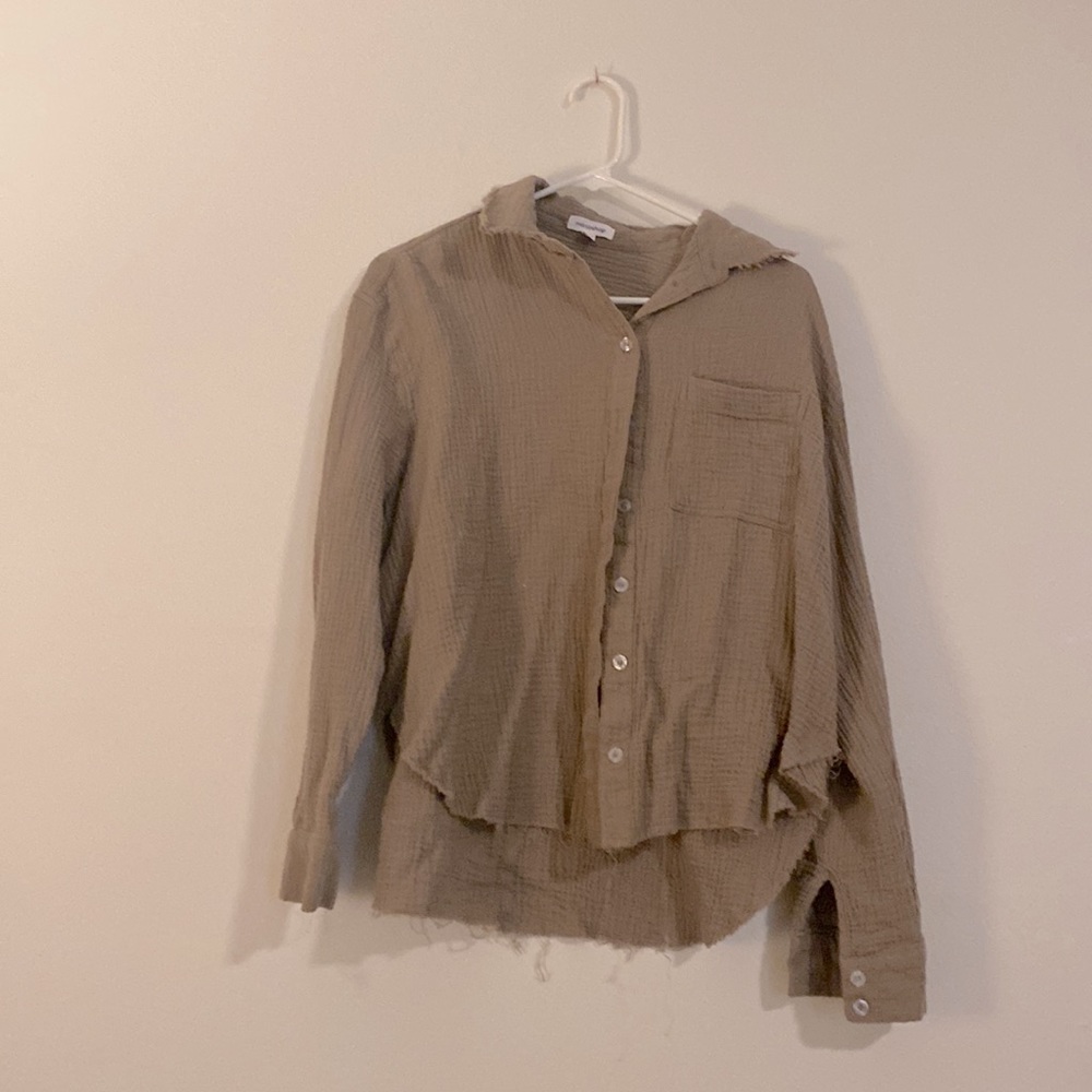 Gauze Raw Hem Blouse, Small